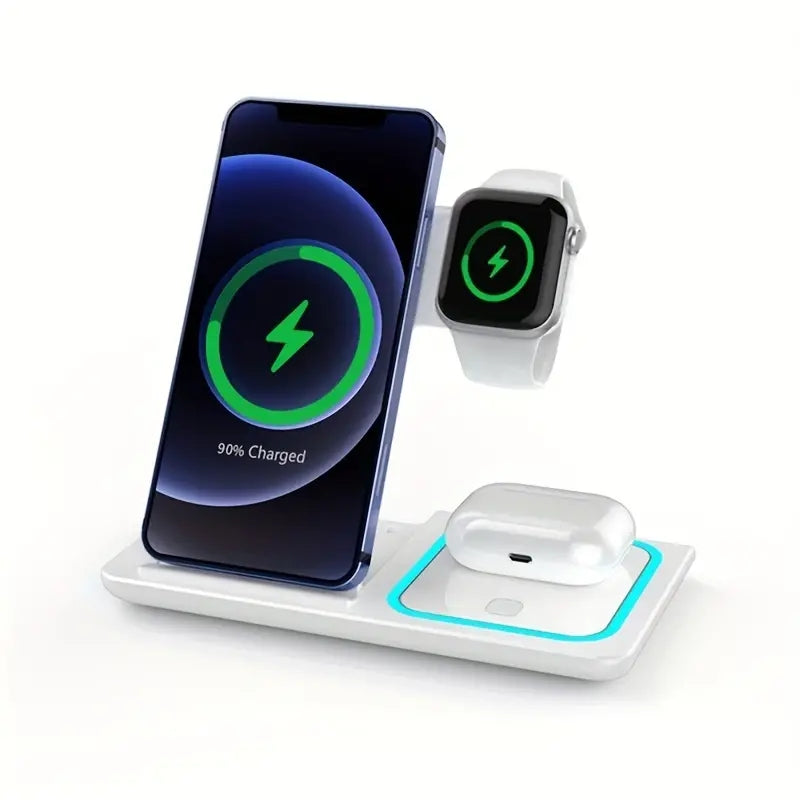 3 In 1 Wireless Charger Stand Pad For IPhone 14 13 12 11 X iWatch 8 7 Airpods Foldable 15W Phone Fast Charging Dock Station